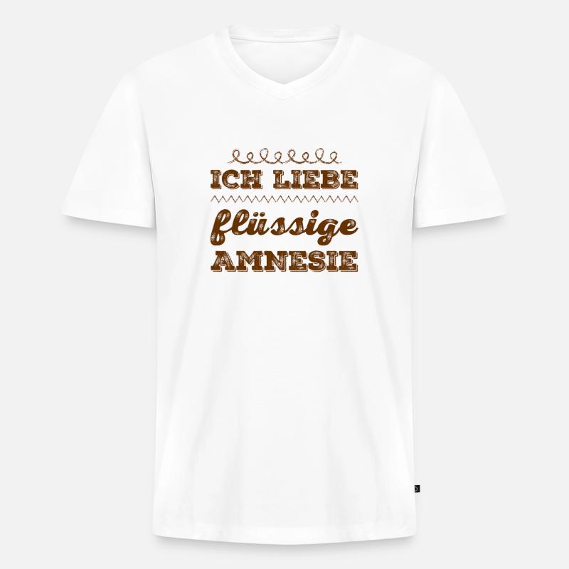 ich will vergessen - Männer Premium Bio T-Shirt mit V-Ausschnitt - Weiß