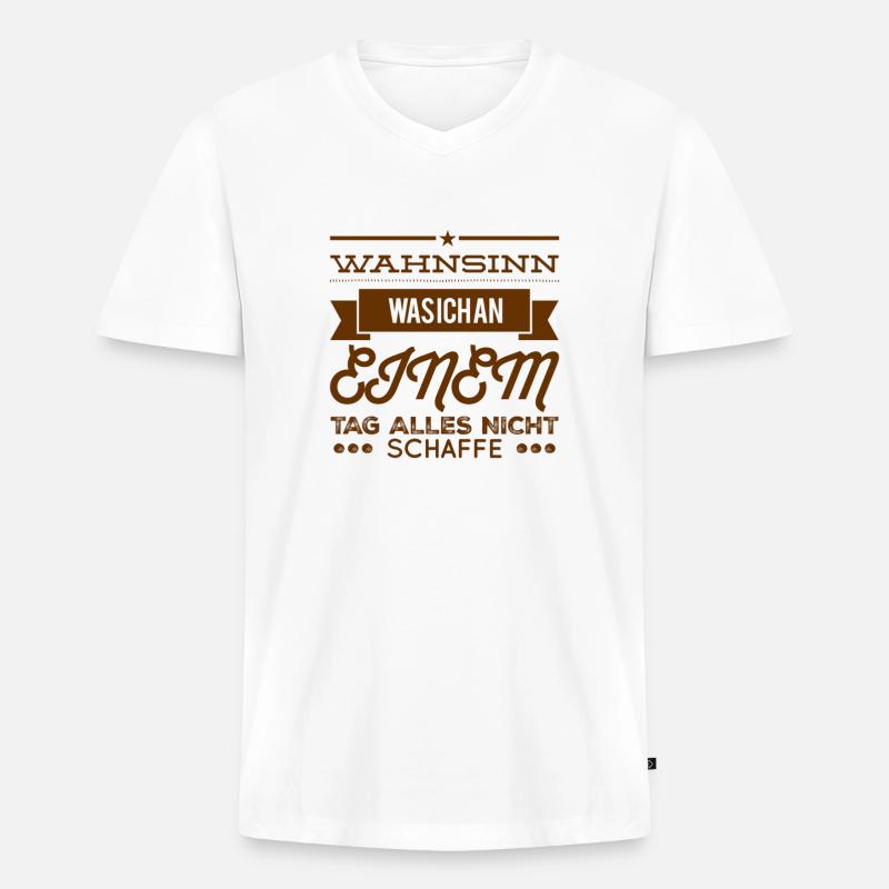 ich schaffe nicht viel - Männer Premium Bio T-Shirt mit V-Ausschnitt - Weiß