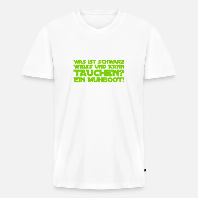 Flachwitze sind super - Männer Premium Bio T-Shirt mit V-Ausschnitt - Weiß