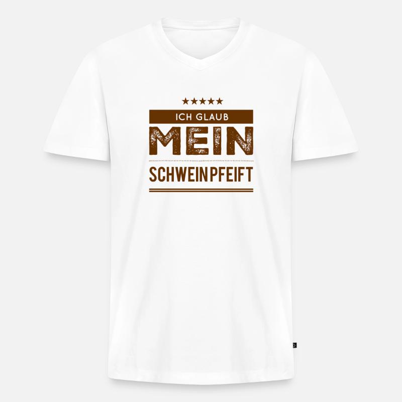 das wundert mich - Männer Premium Bio T-Shirt mit V-Ausschnitt - Weiß