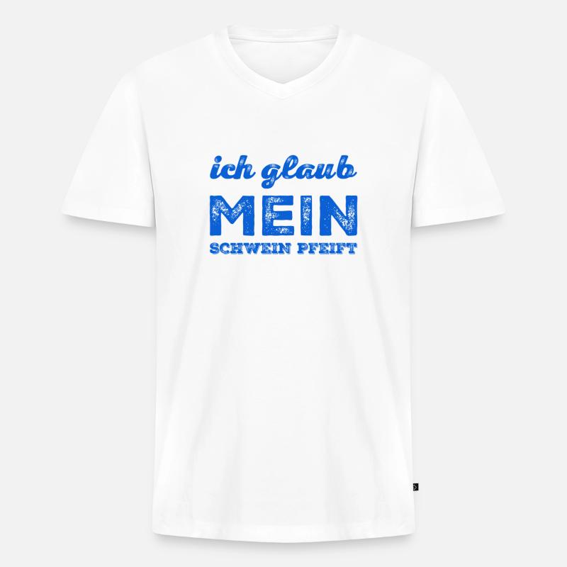 du spinnst wohl - Männer Premium Bio T-Shirt mit V-Ausschnitt - Weiß