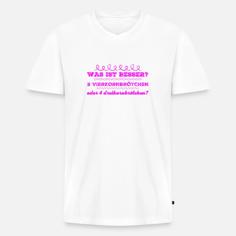 was darf es sein? - Männer Premium Bio T-Shirt mit V-Ausschnitt - Weiß