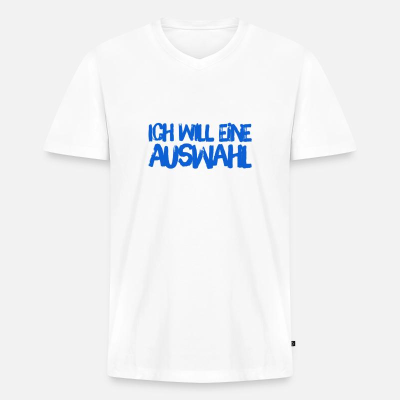 ich will eine Auswahl - Männer Premium Bio T-Shirt mit V-Ausschnitt - Weiß