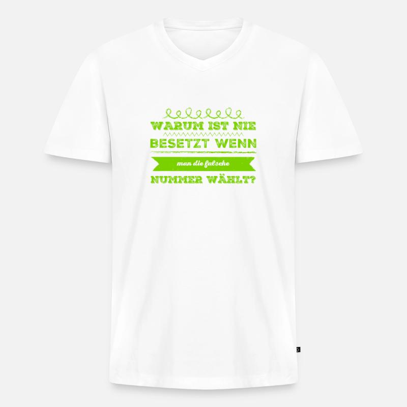 verwählt - Männer Premium Bio T-Shirt mit V-Ausschnitt - Weiß