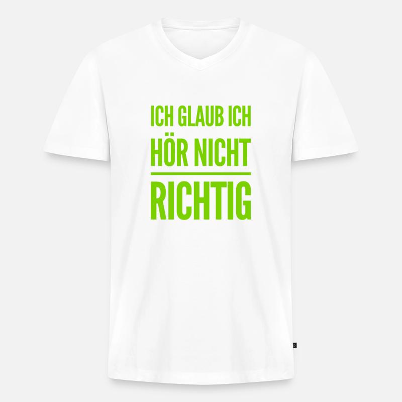 Hä? - Männer Premium Bio T-Shirt mit V-Ausschnitt - Weiß