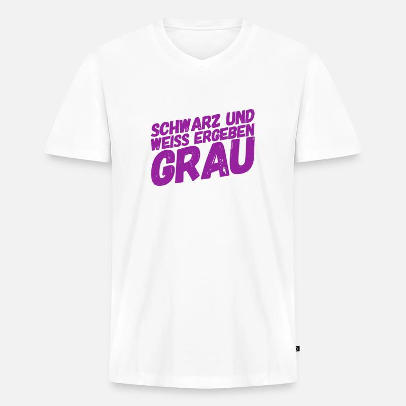 das ergibt grau - Männer Premium Bio T-Shirt mit V-Ausschnitt - Weiß