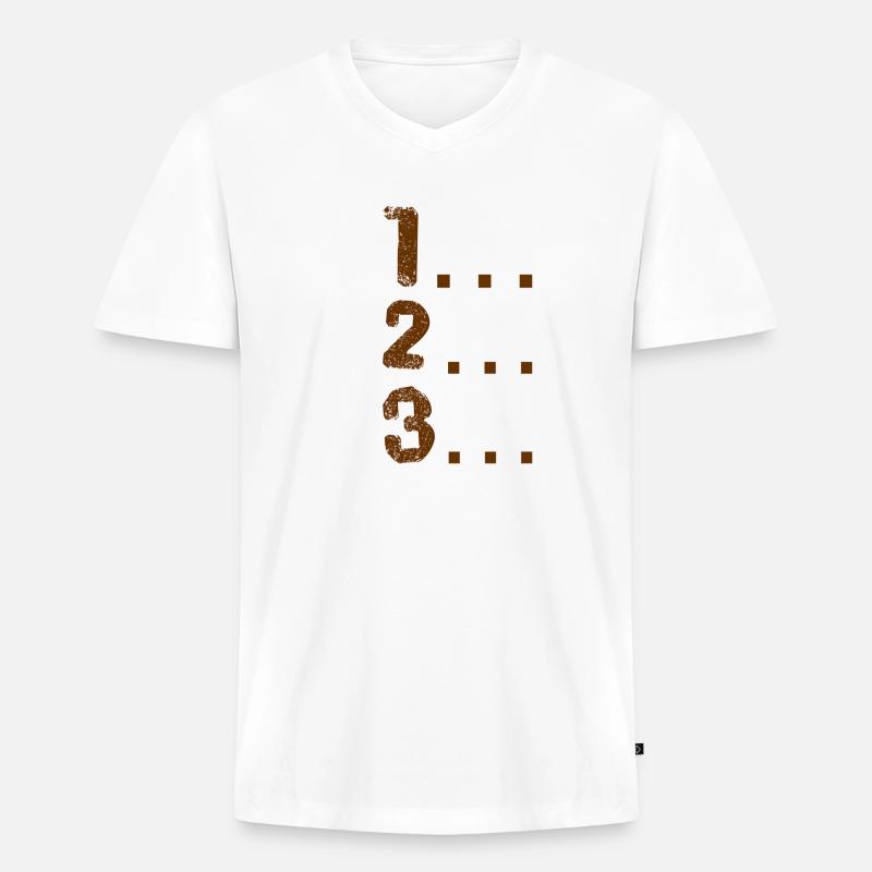 ich zähle bis drei - Männer Premium Bio T-Shirt mit V-Ausschnitt - Weiß