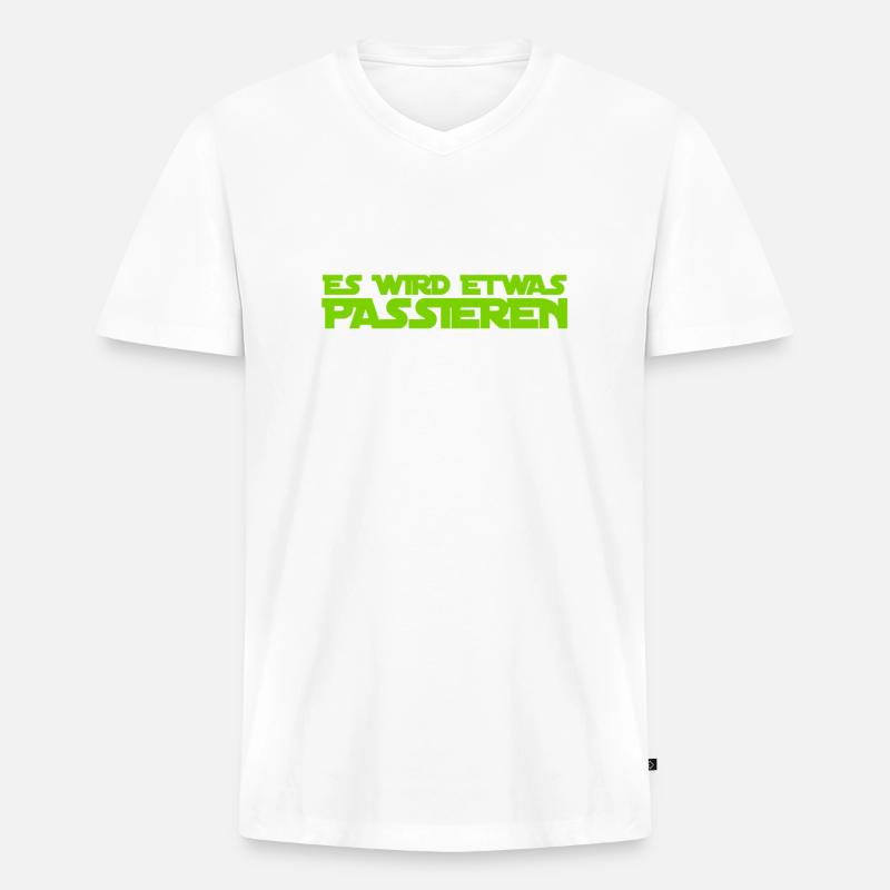 das passiert bald - Männer Premium Bio T-Shirt mit V-Ausschnitt - Weiß