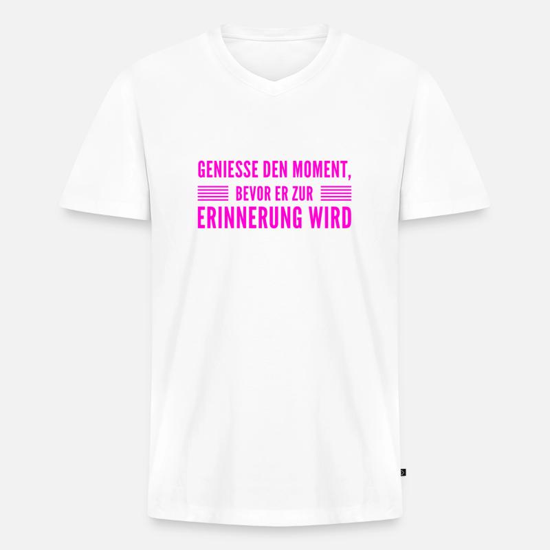 ich bin ein Genießer - Männer Premium Bio T-Shirt mit V-Ausschnitt - Weiß