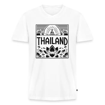 Thai Spiritual Elephant Pagoda Thailand - Men's Premium Organic T-shirt with V-neck - white - Front - Nico (187cm)