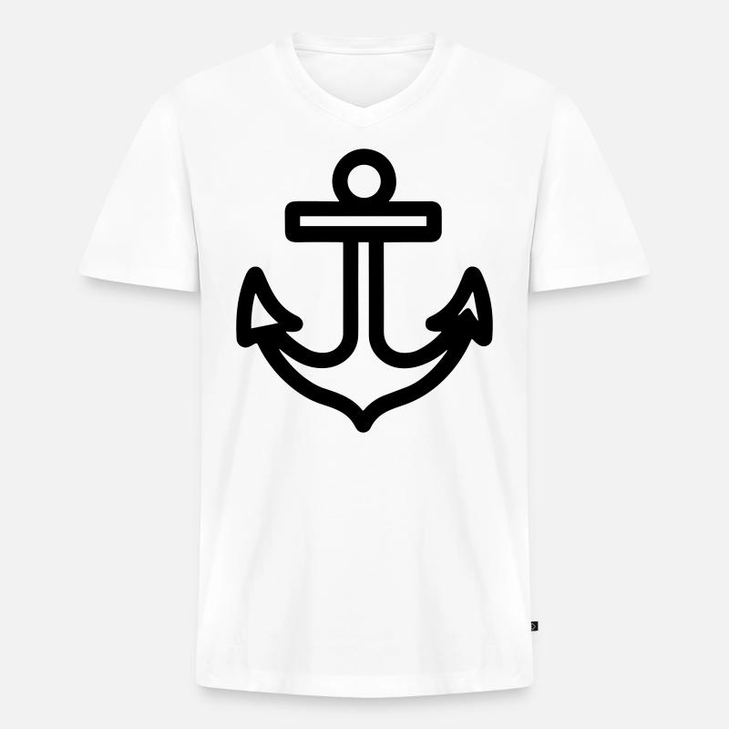 Anker - Männer Premium Bio T-Shirt mit V-Ausschnitt - Weiß
