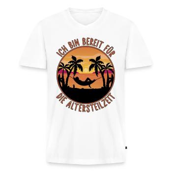Ruhestand Rente - Bereit für die Altersteilzeit - Männer Premium Bio T-Shirt mit V-Ausschnitt - Weiß - Vorne - Nico (187cm)