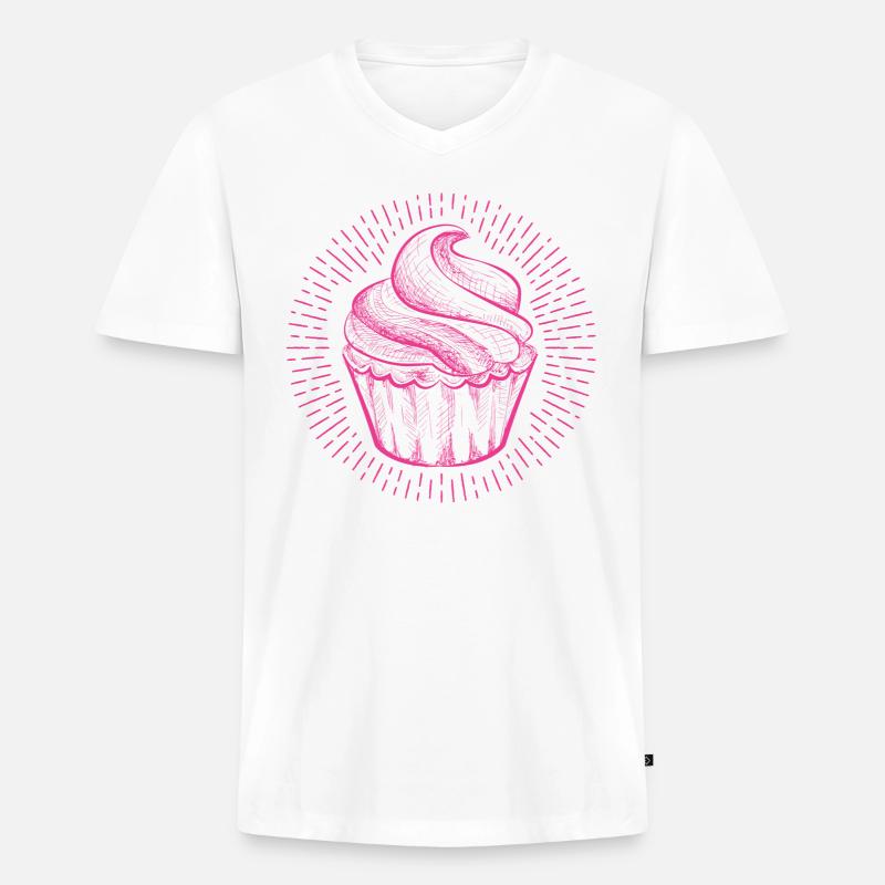 Desserts, Cakes, Muffins, Cherries - Männer Premium Bio T-Shirt mit V-Ausschnitt - Weiß