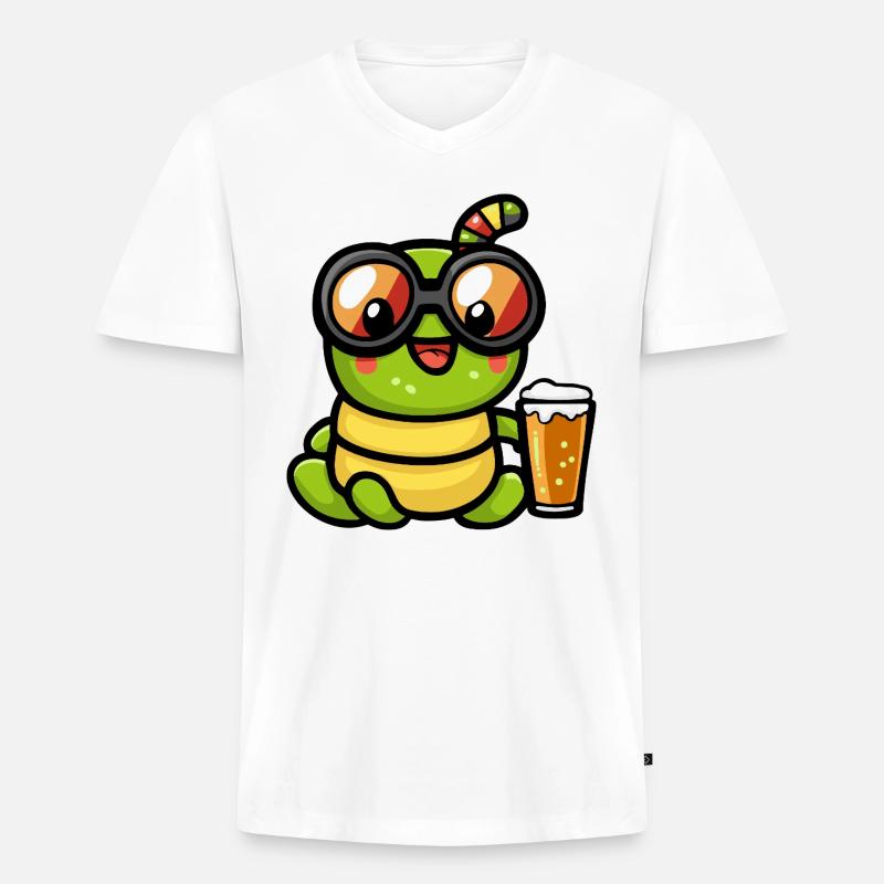 Wurm Apres Ski Bier Comic - Männer Premium Bio T-Shirt mit V-Ausschnitt - Weiß