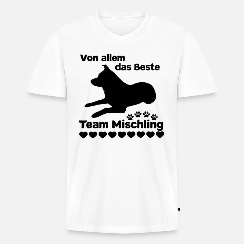 Team Mischling - Männer Premium Bio T-Shirt mit V-Ausschnitt - Weiß
