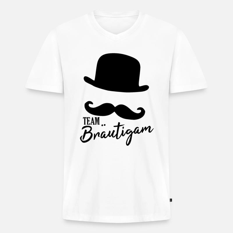 Team Bräutigam - Männer Premium Bio T-Shirt mit V-Ausschnitt - Weiß