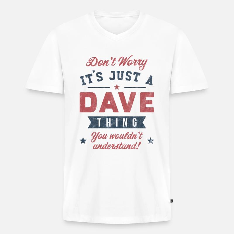 Es ist eine Dave-Sache - Männer Premium Bio T-Shirt mit V-Ausschnitt - Weiß