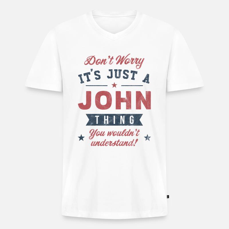 Es ist eine John-Sache - Männer Premium Bio T-Shirt mit V-Ausschnitt - Weiß
