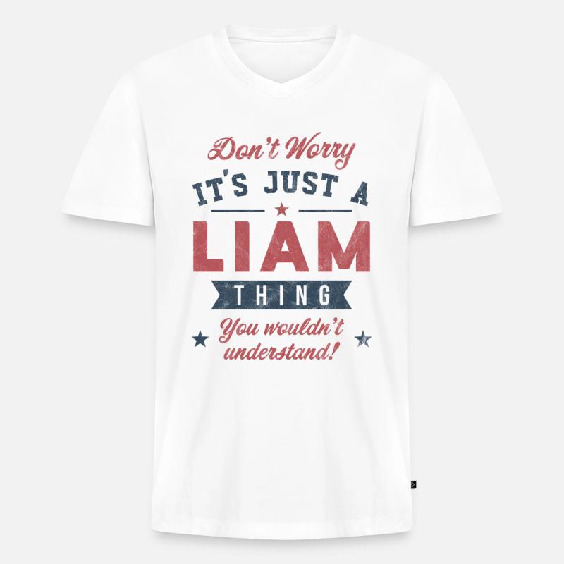 Es ist eine Liam-Sache - Männer Premium Bio T-Shirt mit V-Ausschnitt - Weiß