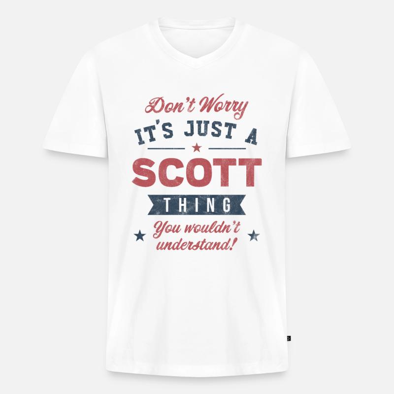 Es ist eine Scott-Sache - Männer Premium Bio T-Shirt mit V-Ausschnitt - Weiß