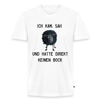 Schaf - Ich kam sah und hatte keinen Bock mehr - Männer Premium Bio T-Shirt mit V-Ausschnitt - Weiß - Vorne - Nico (187cm)
