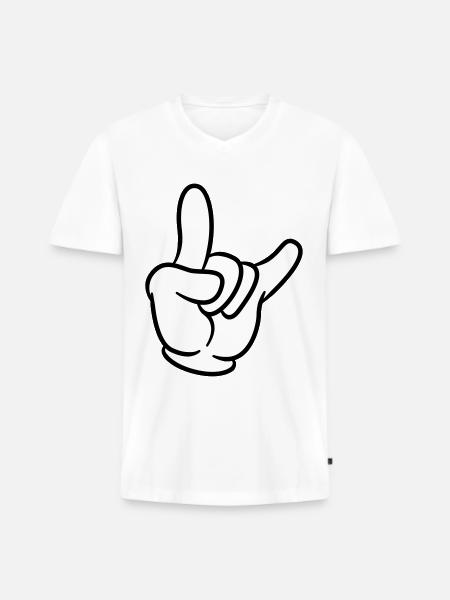 hand party symbol - Männer Premium Bio T-Shirt mit V-Ausschnitt - Weiß