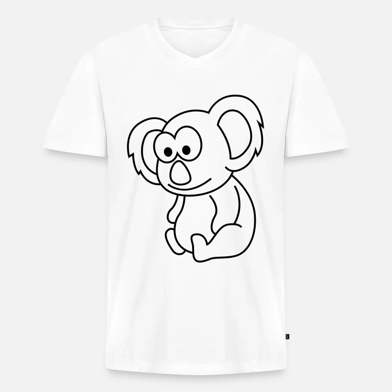 Koala Comic Tier - Männer Premium Bio T-Shirt mit V-Ausschnitt - Weiß