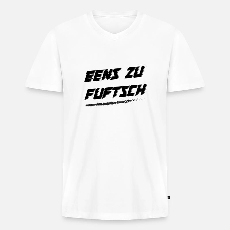 eens zu fuftsch - Männer Premium Bio T-Shirt mit V-Ausschnitt - Weiß