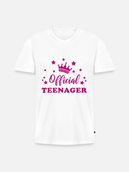 Officiel teenager 13 års fødselsdagsgave - Premium økologisk T-shirt med V-hals til mænd - hvid