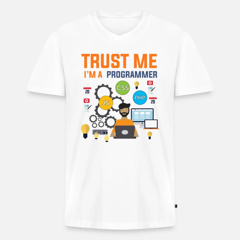 Programmierer Entwickler Informatiker Geschenk - Männer Premium Bio T-Shirt mit V-Ausschnitt - Weiß