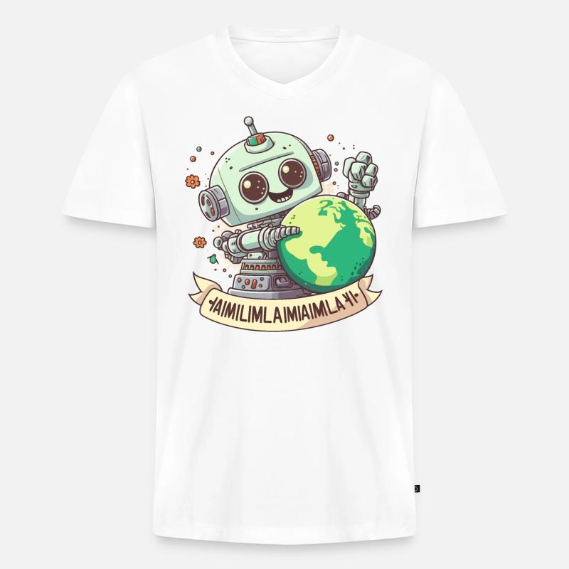 Die Zukunft der Intelligenz - Männer Premium Bio T-Shirt mit V-Ausschnitt - Weiß