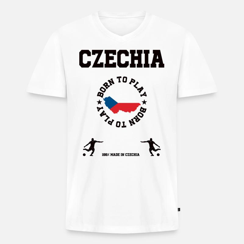 Tschechien - Männer Premium Bio T-Shirt mit V-Ausschnitt - Weiß
