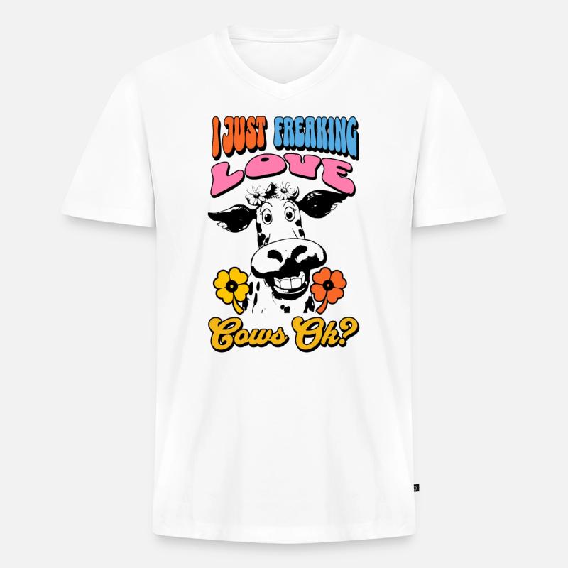 Kuh Kühe - Männer Premium Bio T-Shirt mit V-Ausschnitt - Weiß