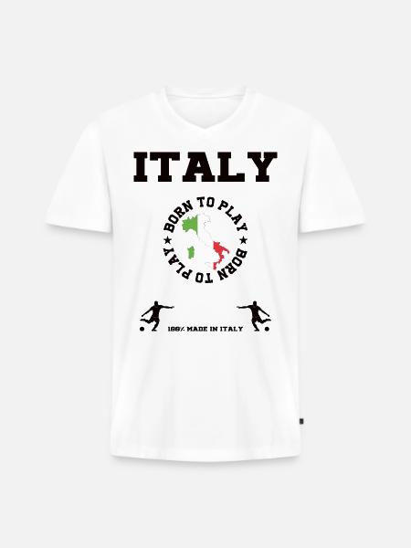 Italy - Männer Premium Bio T-Shirt mit V-Ausschnitt - Weiß