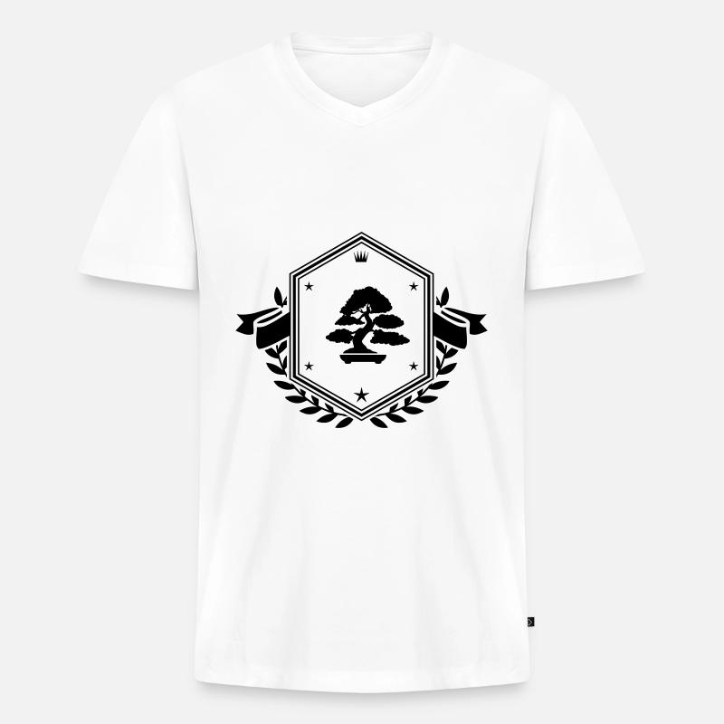 Bonsai wappen - Männer Premium Bio T-Shirt mit V-Ausschnitt - Weiß