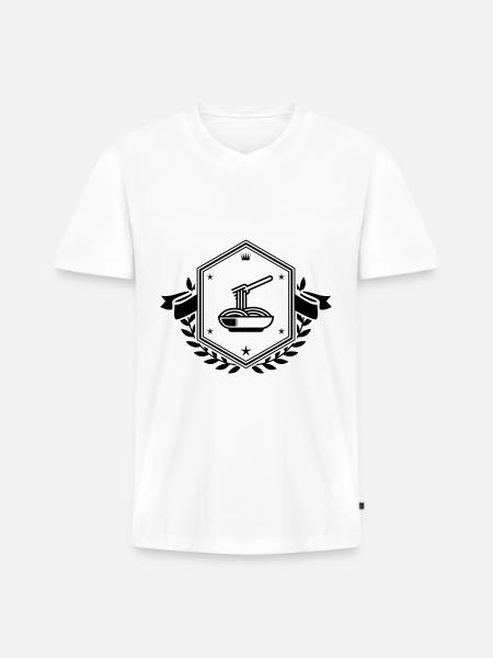 Spaghetti wappen - Männer Premium Bio T-Shirt mit V-Ausschnitt - Weiß