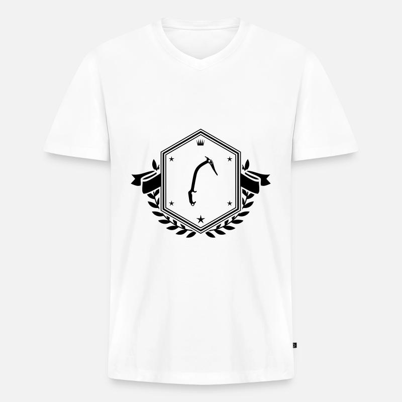 Kletterausrüstung eispickel Wappen - Männer Premium Bio T-Shirt mit V-Ausschnitt - Weiß