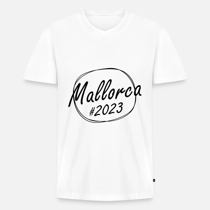 Mallorca 2023 - Männer Premium Bio T-Shirt mit V-Ausschnitt - Weiß