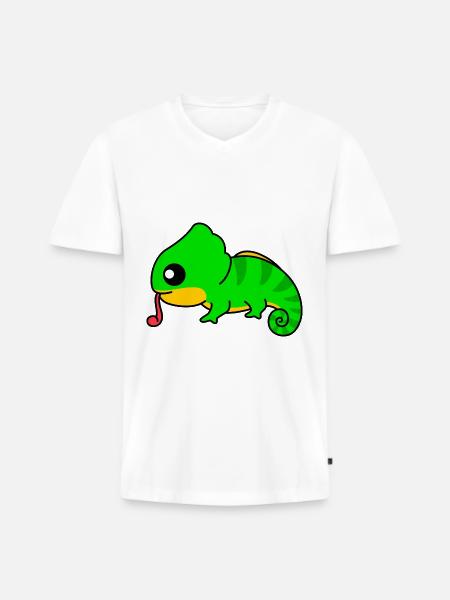 Chameleon Comic Animal - Men's Premium Organic T-shirt with V-neck - white