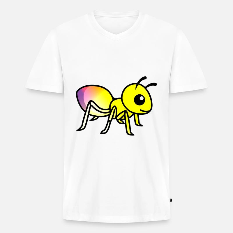 Ameise Comic Tier - Männer Premium Bio T-Shirt mit V-Ausschnitt - Weiß