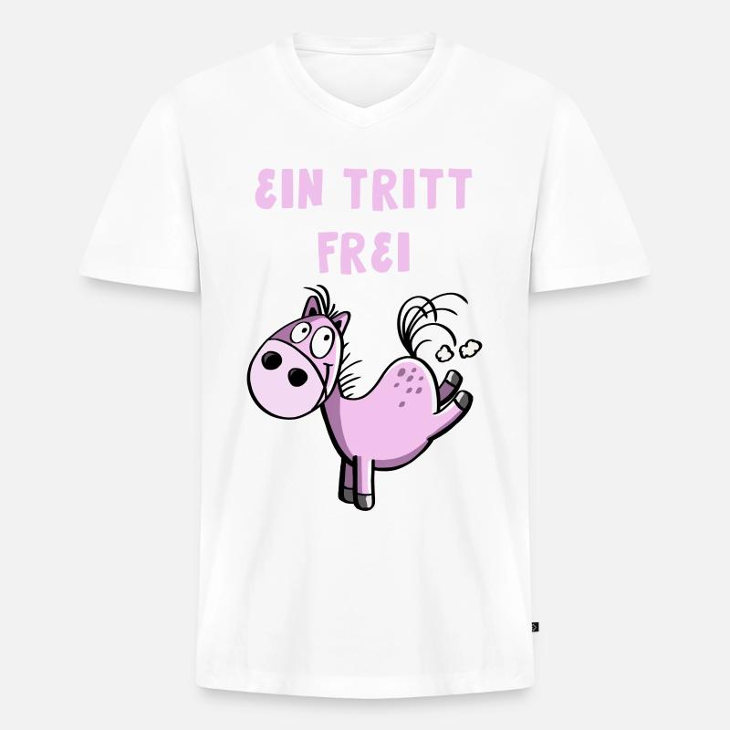 Ein Tritt Frei Pferdchen - Männer Premium Bio T-Shirt mit V-Ausschnitt - Weiß