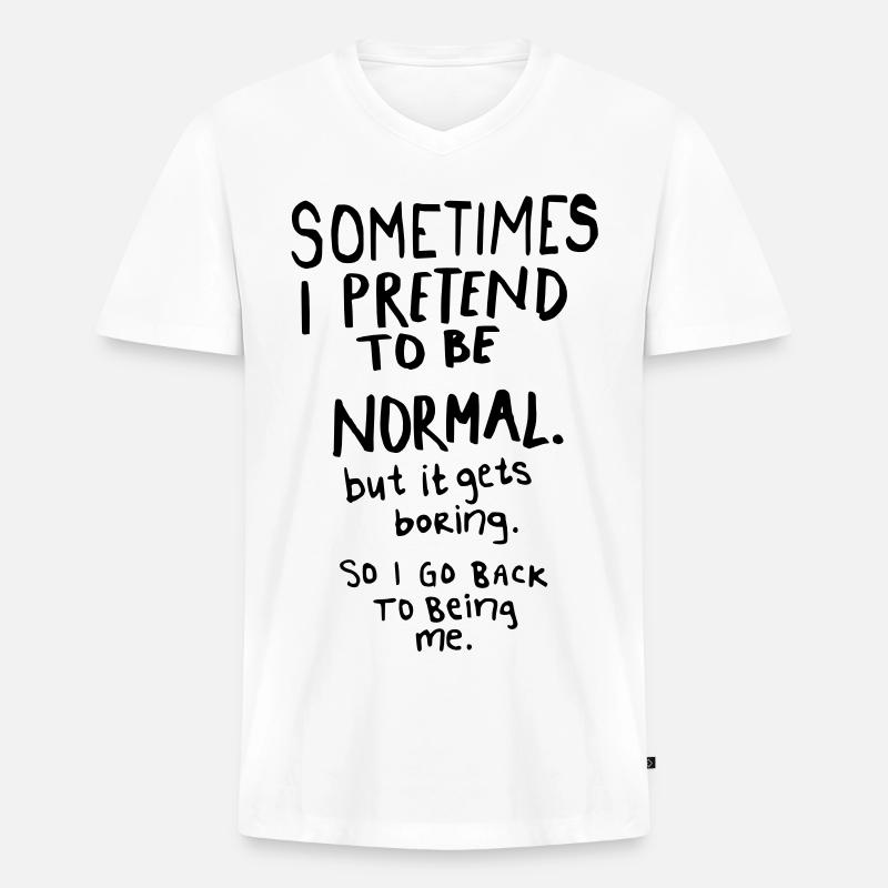 Awesome - Normal is Boring - Männer Premium Bio T-Shirt mit V-Ausschnitt - Weiß