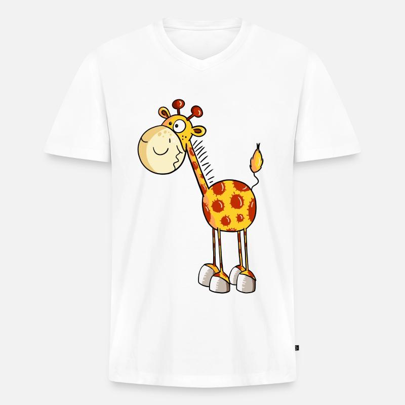 Drollige Giraffe - Giraffen - Comic - Fun - Männer Premium Bio T-Shirt mit V-Ausschnitt - Weiß