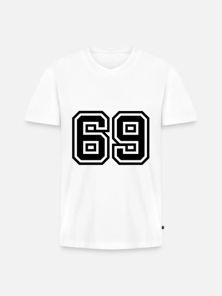 Symbole numérique 69 - T-shirt encolure en V Premium bio Homme - blanc