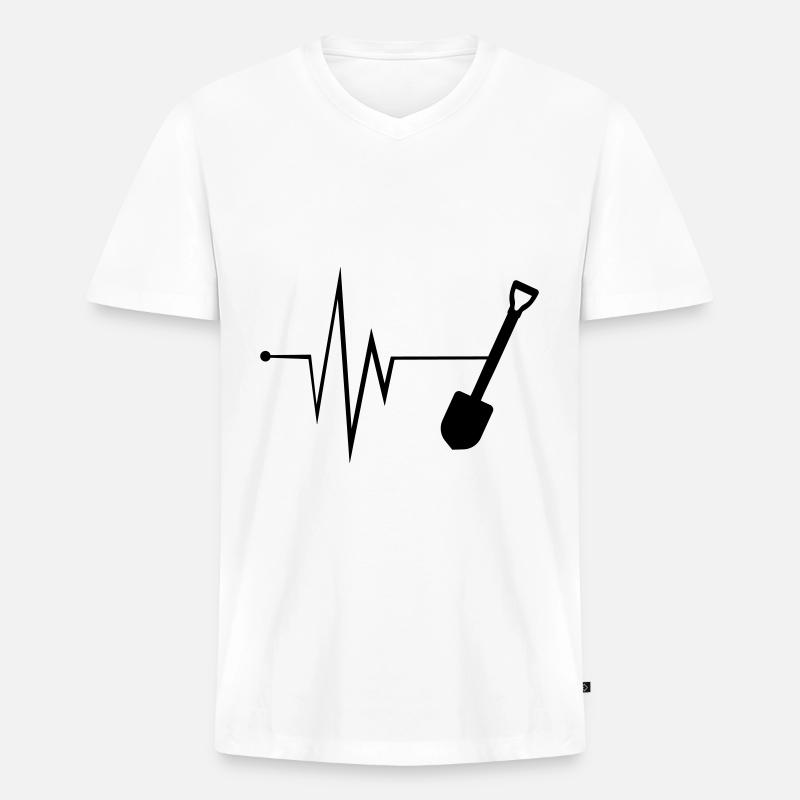 Shovel Pulse Silhouette - Men's Premium Organic T-shirt with V-neck - white