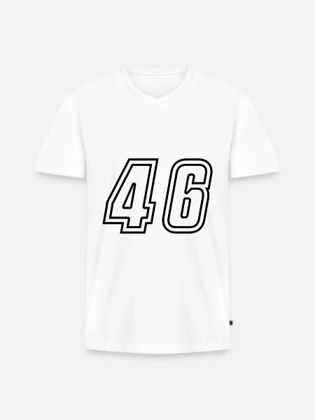 46 Numéro de numéro - T-shirt encolure en V Premium bio Homme - blanc
