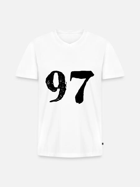 Maillot numéro 97 - T-shirt encolure en V Premium bio Homme - blanc