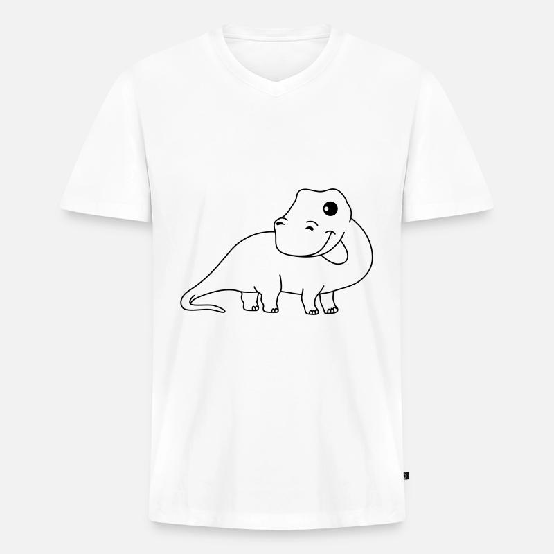 Dinosaurier brontosaurus Comic - Männer Premium Bio T-Shirt mit V-Ausschnitt - Weiß