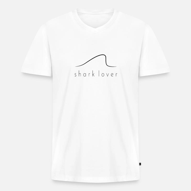 Shark lover middle Artboard 1 - Männer Premium Bio T-Shirt mit V-Ausschnitt - Weiß