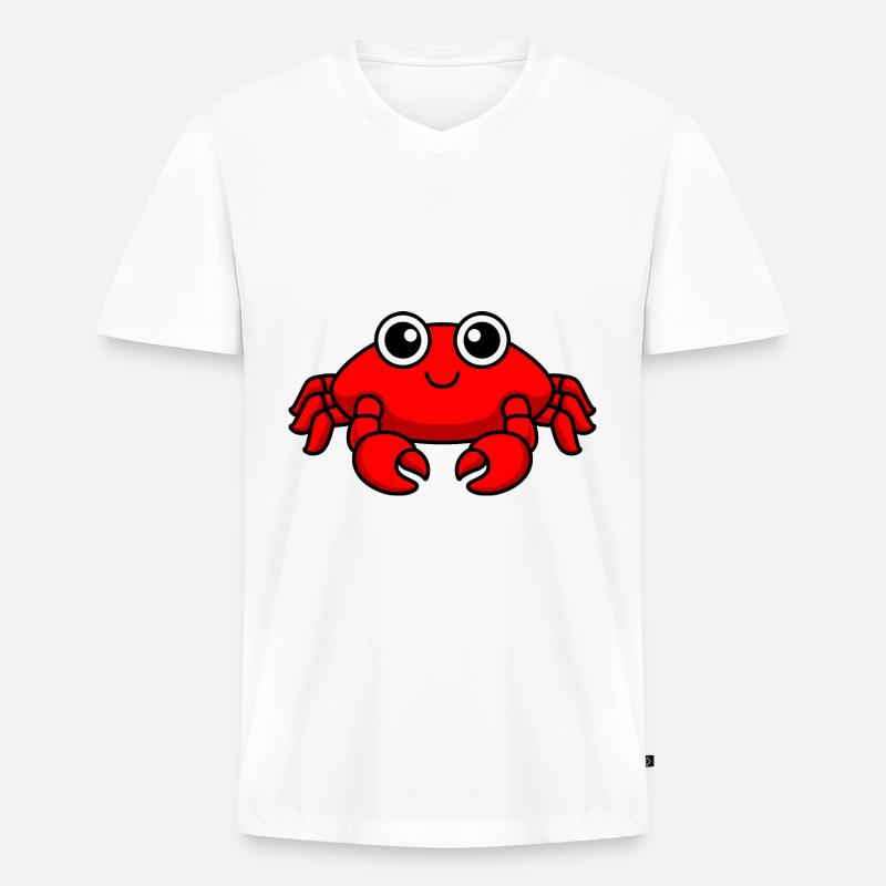 Krabbe Comic Tier - Männer Premium Bio T-Shirt mit V-Ausschnitt - Weiß